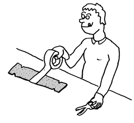 Plak de kartonnetjes aan elkaar